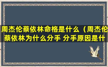 周杰伦蔡依林命格是什么（周杰伦蔡依林为什么分手 分手原因是什么）